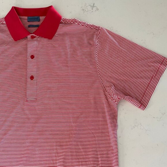 Dockers Tour Athletic SS Striped 3 Button Cotton Polo Shirt Red White Sz S NWOT - Picture 3 of 11